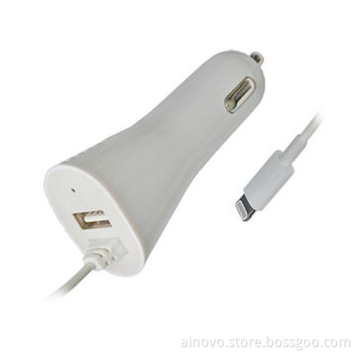 Car Charger, USB with Cable for Smartphone and Portable